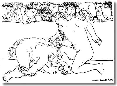 Picasso Minotaur is wounded 1933